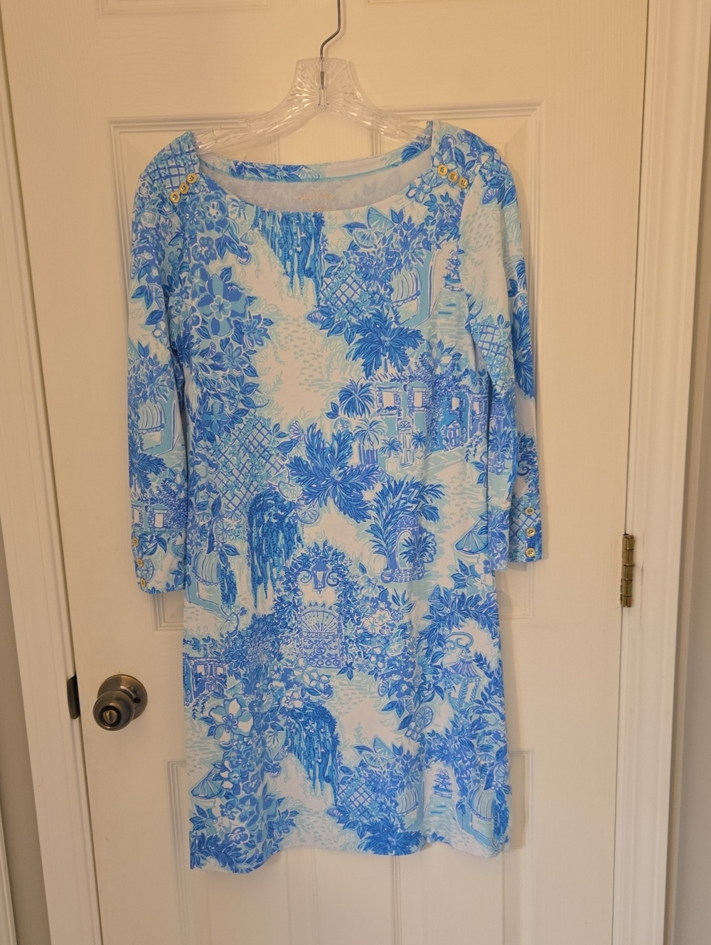 Lilly Pulitzer Blue and White Printed Shift Dress